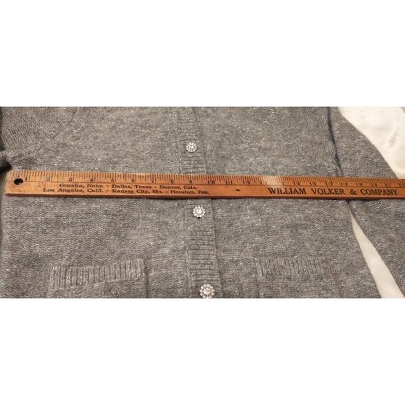 J Crew Grey Silver Sweater Cardigan Jewel Button Pockets NWT Medium MSRP $138 - Picture 7 of 11